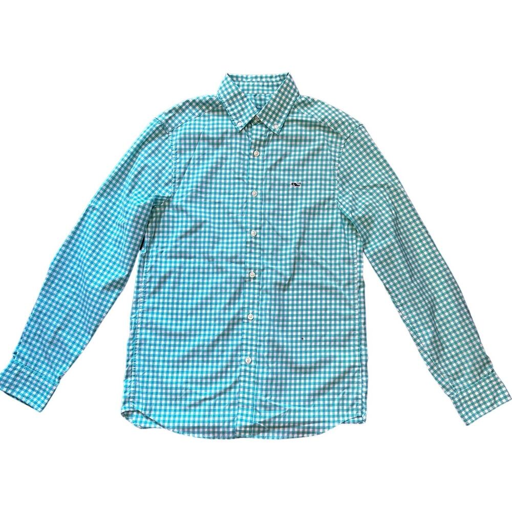 Vineyard Vines Men's Classic Fit Whale Green Gingham Button Down Shirt Size XS
